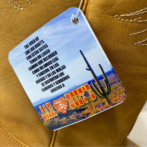 Jar Boots "NEW" Camel Color Embroidered Square Toe Mid Calf Pull On Boots Size 9 - Picture 3 of 10